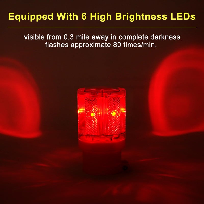 Aolyty LED Solar Strobe Warning Light Flashing Construction Safety Road Barricade Traffic Automatic Vehicle Signal Beacon Lamp Waterproof Automatically Turn on (Red) - Image 2